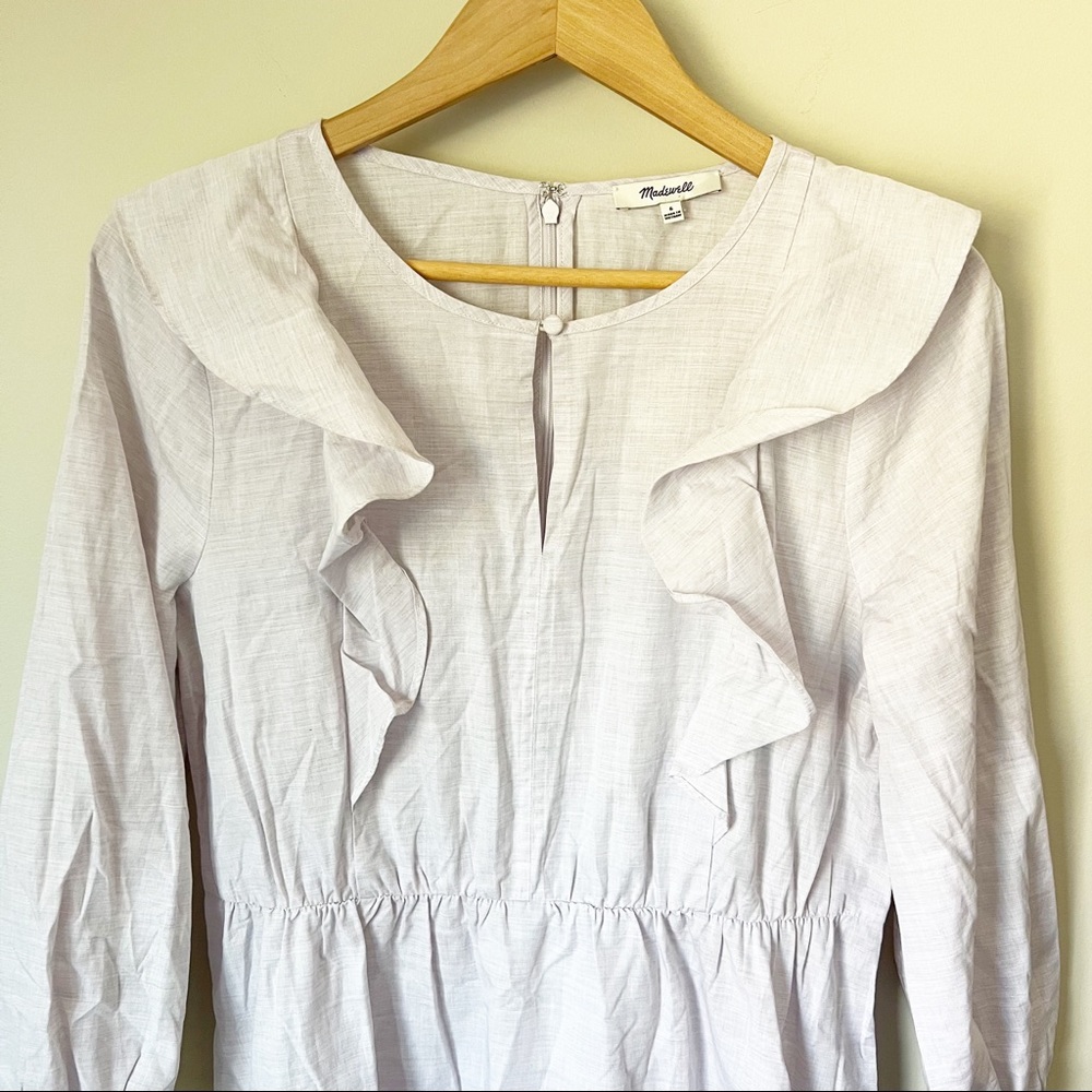 Madewell Ruffle-Shoulder Mini Dress Lavender Heather Botanical 6 NWT - Picture 4 of 11